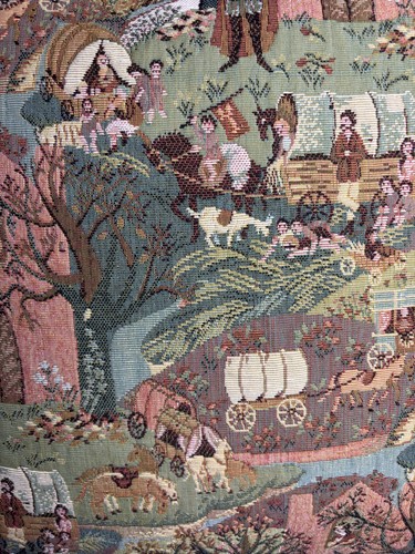 Vintage Dekokissen Französische Landschaft Wandteppich Pastelltöne 17 Zoll Mittelalter Viktorianisch - Bild 3 von 8