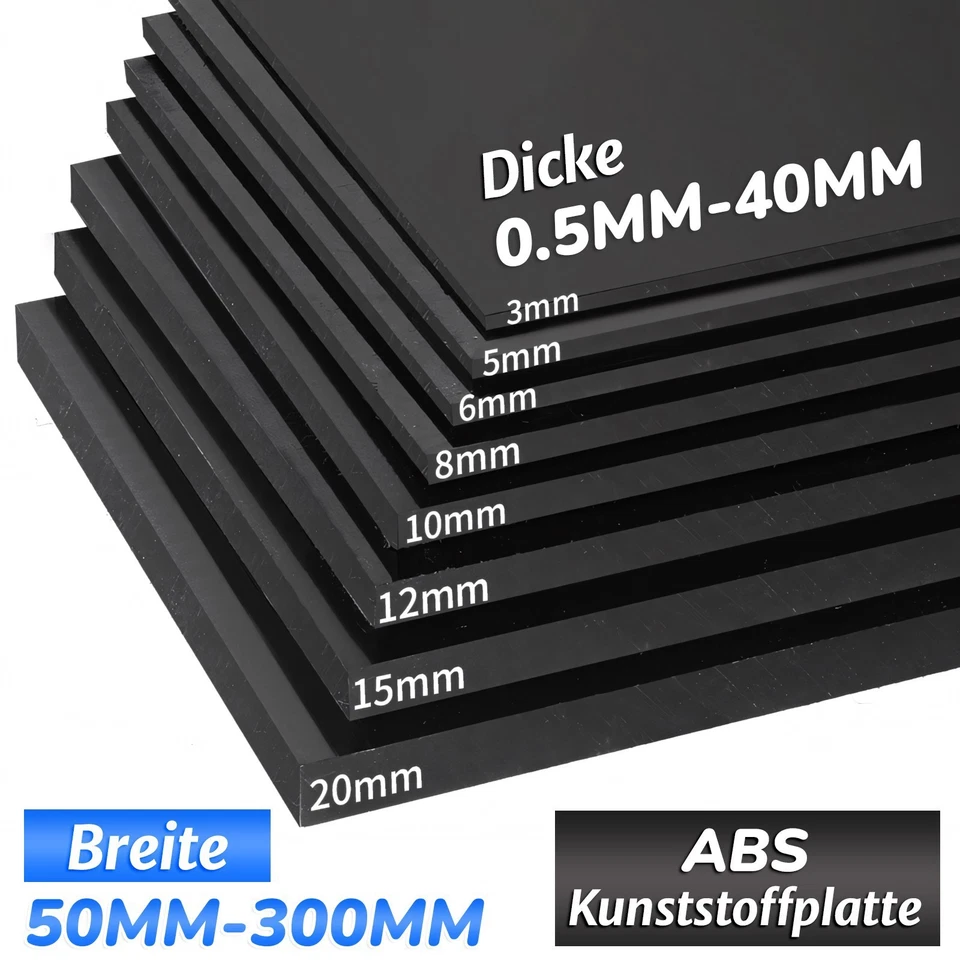 ABS Kunststoffplatte Platte Stärken 1,2,3,4,5mm ~ 40mm Kunststoff Platte Schwarz - Bild 2 von 4