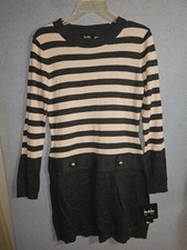 By & By Striped Downtime Pink Gray Sweater Dress Large