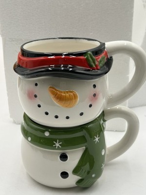 New Old Stock Vintage Stacking Snowman Mugs Set Of 2
