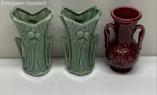 Set of 3 Vintage McCoy Pottery Ceramic Vases
