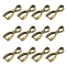 12Pcs Sterling Silver Bail Pinch Bail, 8mmx19mm Clip Clasps, Cyan