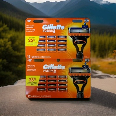 LOT OF 2 Gillette Fusion5 Razor Blades 12 CARTRIDGES (TOTAL OF 24)