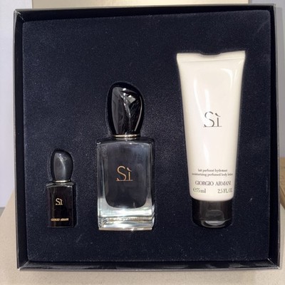Armani Si Eau De Parfum Intense Set 1.7 /7ml mini/ 2.5oz lotion batch 2016