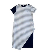JW Anderson X Uniqlo Womens T-Shirt Dress S Blue White Striped Asymmetrical Hem