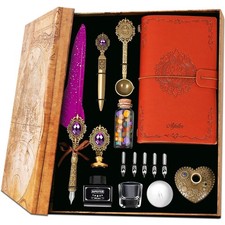 Aifeiter Feather Pen and Ink Set, Quill Pen Set, Wax Seal Stamp Set, Feather ...