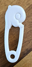 Antique Baby Rattle Duck Safety Pin Baby Toy 1960s WHITE