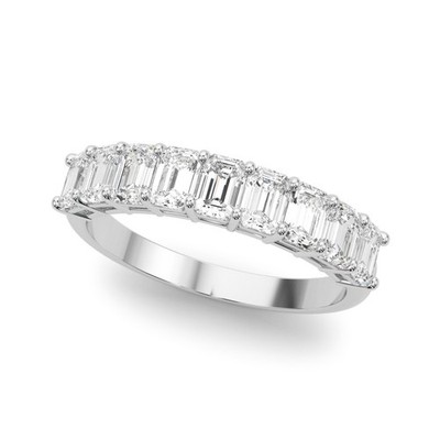 Luxus! DE/VS 2,00 ct Lab Grown Smaragdschliff Diamant Halb Eternity Ring Platin