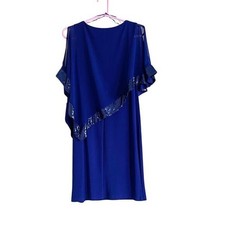 R M Richards blue sequin cocktail dress size 4P Glam Mother-of-the Bride
