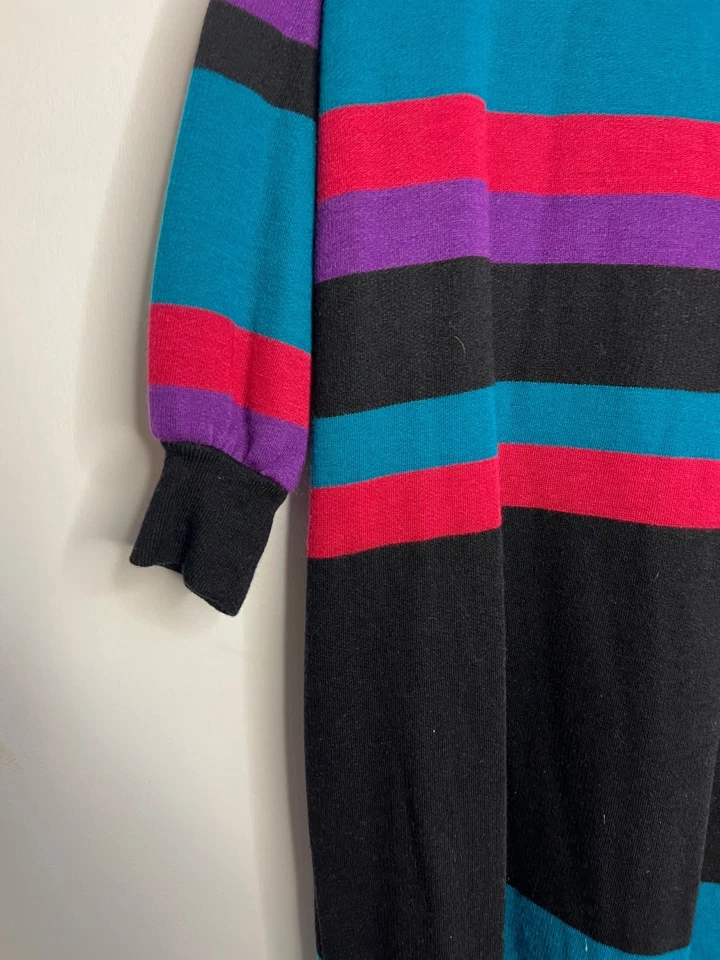 Vestido Vintage Fredericks Of Hollywood Tejido Rayas Talla 5 Manga 3/4 Foto 2 de 4