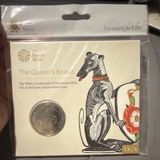 The Royal Mint Queen&rsquo;s Beasts White Greyhound 2021 UK &pound;5 BU Elizabeth II