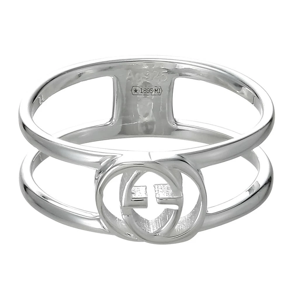 Bague unisexe Gucci logo argent US3.75 cadeau bijoux