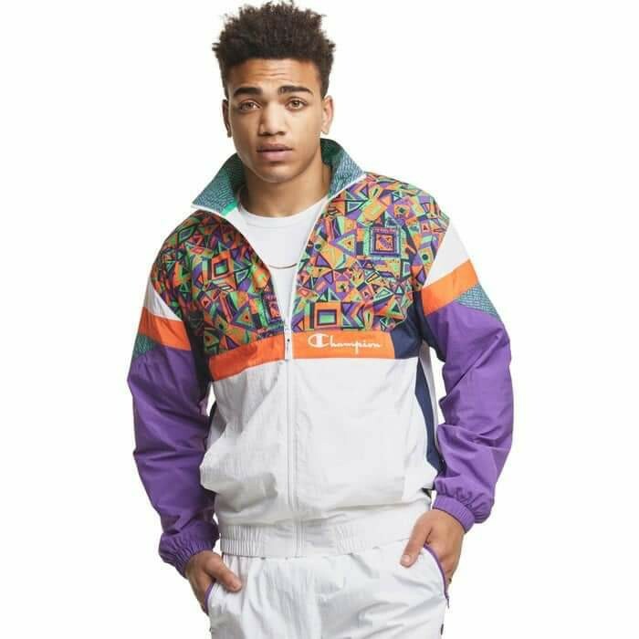 New Men Champion x MTV Music Collab White Windbreaker Retro