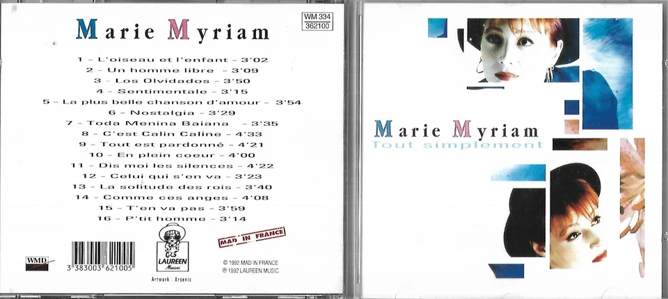 CD 16 TITRES MARIE MYRIAM (EUROVISION 1977) TOUT SIMPLEMENT BEST OF 1992 - Photo 1/1