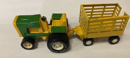 Vintage 1970's Tonka green & yellow tractor with wagon Mini Farm Toy - Picture 4 of 12