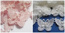 Butterfly 3" Pearl Lace Edge Trim pink or white select 0.5 yard or 1 yard