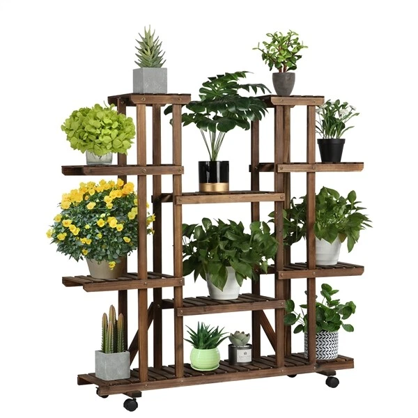 Alzata Decorativa In Acciaio Con Effetto Ruggine Per Piante | Giardino 3 Ripiani 78 Cm Fatto A Mano