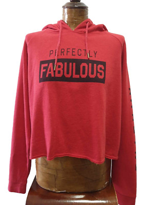 Felpa Donna Ragazza Corta Terranova colore Rosso con Cappuccio