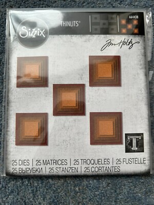 SIZZIX 25THINLITS STANZEN QUADRATISCH GESTAPELTE STACHELN TIM HOLTZ AUFBEWAHRUNGSBOX 664438 NEU