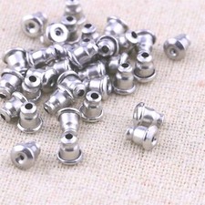 Silver Plated Barrel Clutch Earnuts Earring Backs Findings 50 pcs