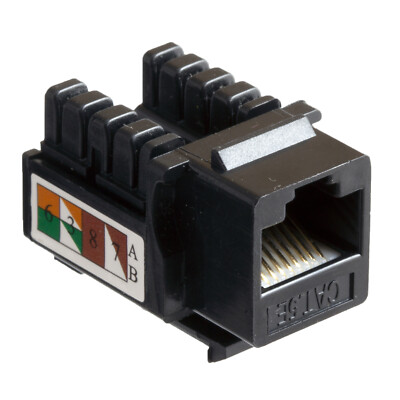 100 pack lot Keystone Jack Cat5e Black Network Ethernet 110 SlimLine 8P8C RJ45 