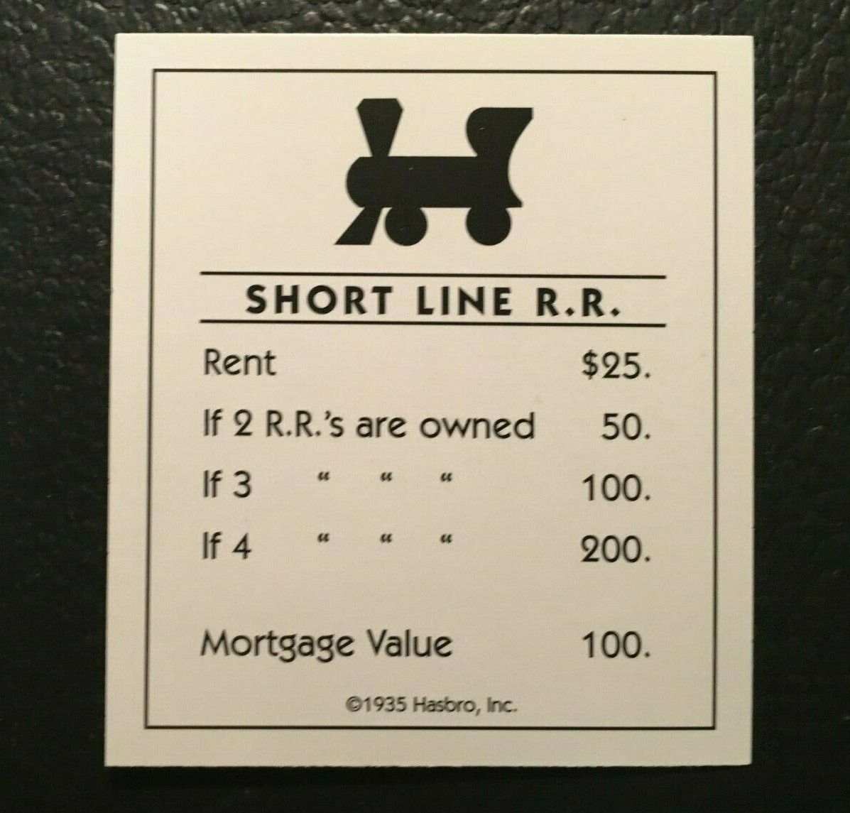 Monopoly SHORT LINE R.R. Title Deed Card Replacement Game Card | eBay