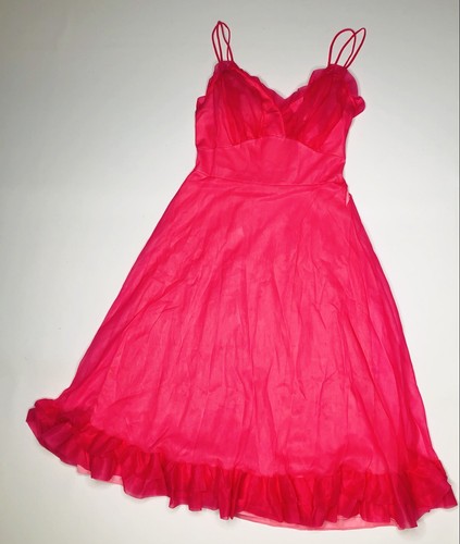 VTG 60's Boudoir Babydoll Nightgown Photoshoot Ready Bright Pink Pinup Vibes - Imagen 2 de 12