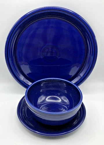 FIESTA 3 PC Bistro Set TWILIGHT BLUE 1482-346 Dinner Plate/Salad Plate/Bowl NEW