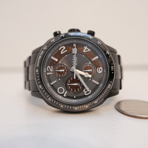 Mens Fossil Black Chronograph Watch 