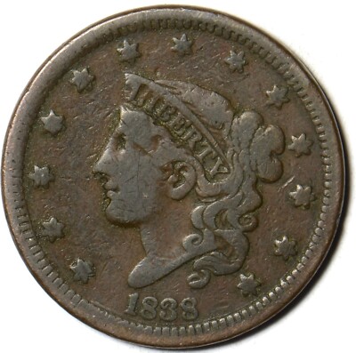 コロネットヘッドラージ セント銅貨　1838 1838 Large Cent | eBay