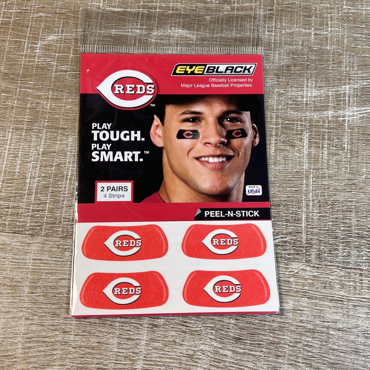 Cincinnati Reds Eye Black Stickers Baseball Authentic Team MLB 2 Pair Peel  Stick