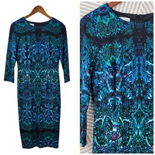London Times Dress size 6 Sheath evening Classic career Kaleidoscope Print Blue