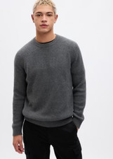 NWT Gap 59.95 Men's CashSoft Crewneck Sweater, charcoal heather grey, Sz L