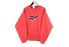 Vintage Reebok Sweatshirt Size L Red Big Logo Crewneck Pullover Jumper 90s Sport