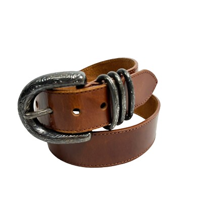 Jennifer Graham Brown Genuine Leather Western Belt  (#1551)  39  Size Large