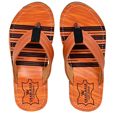 Flipflop & Slipper Slides Slip-On For Men Tan Synthetic Leather Set Non-Slip