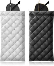Squeeze Top Sunglass Pouch - Portable Organizer Black-white