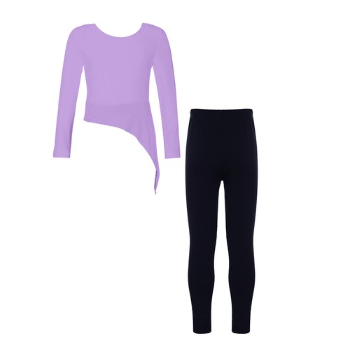 Girls Activewear Exercise Two-piece Set Irregular Hem Outfits Lightweight Kids - Picture 36 of 73