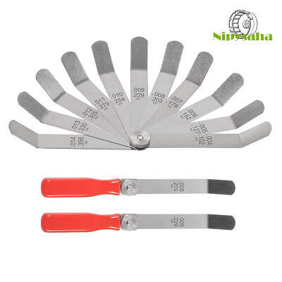 A308 Offset Valve Tappet Gauge Set 11-Blade Feeler Gauge with Two Red Handles