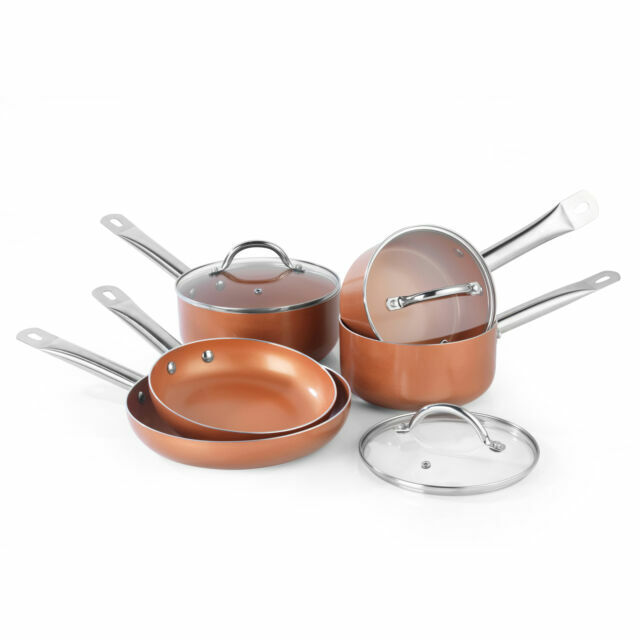 5 Piece Grey and Copper Induction Pan Set Home, Furniture & DIY