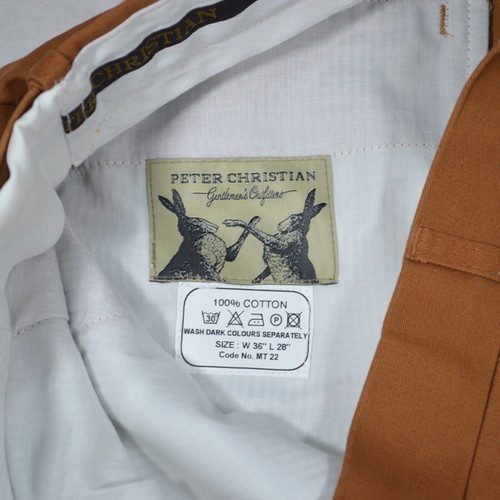 Peter Christian Burnt Orange Men's Straight Leg Cotton Trousers W36" L28" BNWT - Picture 8 of 9