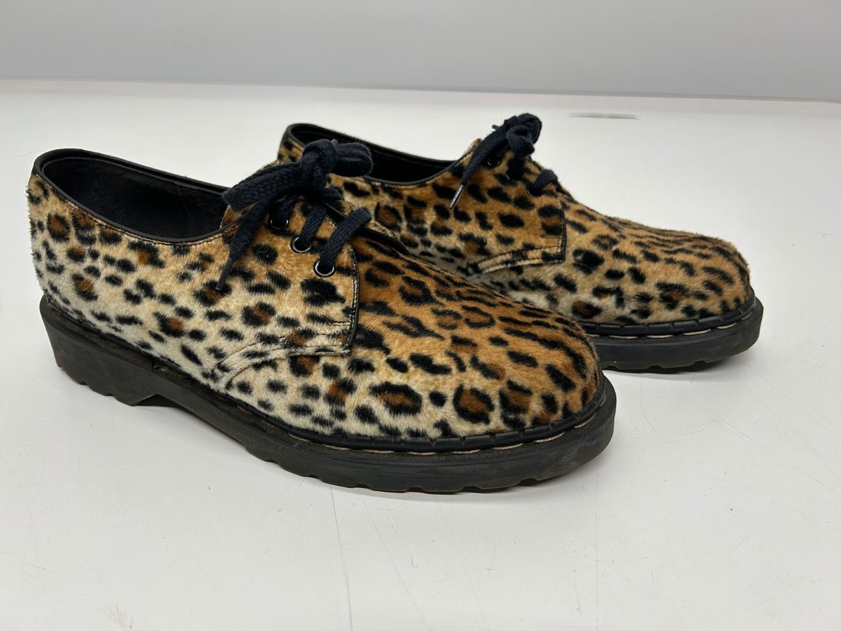 Vtg c1990s White TredAir England TNR1370 Leopard Print Fur