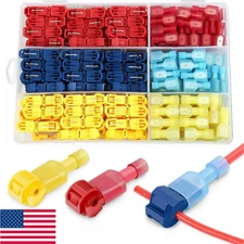 240Pcs Quick Splice T-Tap Insulated Crimp Terminals Kit Spade Wire Connectors US