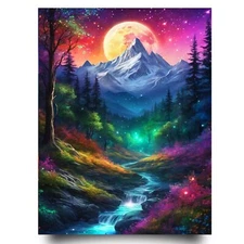 Moonlit Mountain Paintworks - DIY Acrylic Paint by Numbers Kit for Adults | Colo