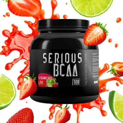 THE BULK PROTEIN COMPANY Serious BCAA Powder Intra Workout Pure Amino Acids 500g 100 Servings Strawberry