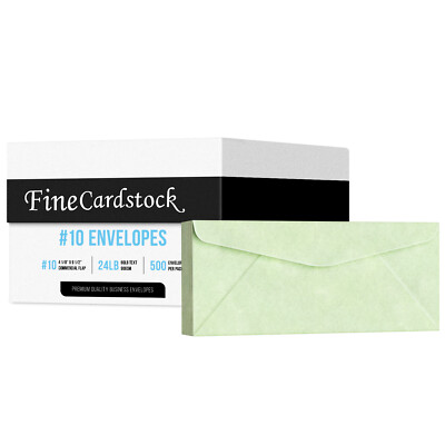 Spring Green Parchment #10 Business Envelope, 4 1/8 x 9 1/2, 24w (90gsm), 500 Pk