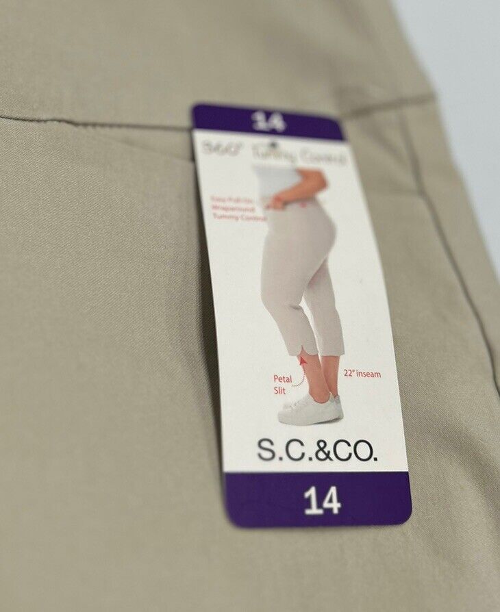 S.C. & CO. Women's 360 Tummy Control Capris, Tan, Size 14
