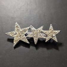 Silver Tone Clear Rhinestone Stars Statement Pin Brooch