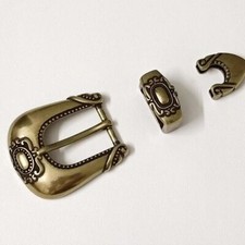 Western Denim Three-piece Belt Buckle 25mm Inner Diameter Gold Belt Buckle