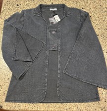 Crosstree Lane Women's Jacket Slit Bell Sleeve Boho Denim Coat Sz Medium Nwt